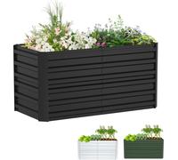 XMTECH Lit surélevé en métal 240x120x58 cm Rectangulaire Noir - Lit de jardin en acier galvanisé, inoxydable & résistant aux intempéries, pour légumes, herbes & fleurs