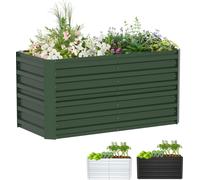 XMTECH Lit surélevé en métal 240x120x58 cm Rectangulaire Vert - Lit de jardin galvanisé en acier, inoxydable & résistant aux intempéries, pour légumes, herbes & fleurs