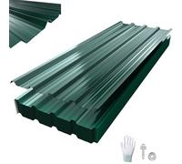 XMTECH Lot de 24 plaques trapézoïdales profilées - 129,5 x 45 cm = 14 m² - Vert - Galvanisée, résistante aux intempéries et à la corrosion - Plaque de toit en tôle d'acier trapézoïdale pour abri de