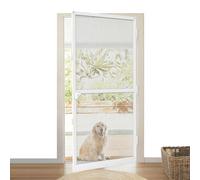 XMTECH Moustiquaire professionnelle pour porte jusqu'à max. 120 x 240 cm avec tissu en fibre de verre, porte moustiquaire 120 x 240 cm avec cadre en aluminium blanc