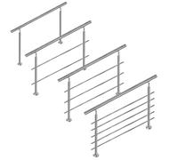 XMTECH Rampe d'escalier - Diamètre 42 mm - En acier inoxydable - Kit de construction avec barre transversale pour l'intérieur et l'extérieur - 160 cm - 2 traverses