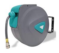 XMTECH Tuyau à air comprimé - 20 m - Raccord automatique 1/4" - Enrouleur de tuyau mural - Pour stations de réparation de voiture, etc.
