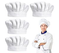 XNIVUIS 4 PCS Toque de Chef Cuisinier Chapeau Chef Chapeau Cuisine Unisexe Ajustable Bonnet de Cuisine en Coton Toque de Adulte pour Atelier Usine Cuisine Restauration