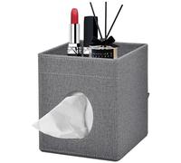 XNONE Boîte à Mouchoirs Carrée en Cuir avec Plateau de Rangement et Fixation Magnétique - Pour Bureau, Domicile, Hôtel, Restaurant, Voiture - Gris