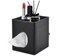 XNONE Boîte à Mouchoirs Carrée en Cuir Avec Plateau de Rangement et Fixation Magnétique - Pour Bureau, Domicile, Hôtel, Restaurant, Voiture - Noir