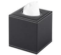 XNONE Boîte à Mouchoirs Carrée en Cuir, Distributeur pour Bureau, Domicile, Restaurant, Hôtel, Voiture - Noir