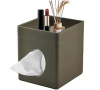 XNONE Boîte à mouchoirs carrée - Support rectangulaire en cuir PU pour mouchoirs faciaux avec bac de rangement pour salle de bain, chambre, bureau, voiture, élégant porte-serviettes décoratif (Vert