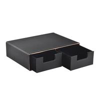 XNONE Organisateur de bureau en cuir de lin avec tiroirs-Mini Desktop Drawer Organizer Stackable-Multifunctional Tabletop Organization Storage Box for Office Supplies Home Vanity Toiletries,Negra