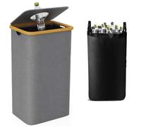 Xnuiasqe Tissu Oxford, Collecteur de Bouteilles Consignées, Boîte de Rangement pour Bouteilles, Bac de Recyclage, Panier à Linge, Poubelle D'Intérieur Grise