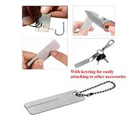 Xnukaw Mini Pierre à Aiguiser Diamant Grain 400 Portable (Argent) | Outil Compact en Pierre à Aiguiser pour le Camping, la Pêche, L'artisanat, Crochet et Lime à Ongles, Trou pour Lanière
