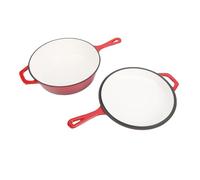Xnukaw Poêle en Fonte avec Couvercle 4QT, Poêle Ronde émaillée pour | Construction en Fonte de qualité Supérieure, Intérieur émaillé pour un Nettoyage Facile, Compatible avec Toutes les