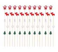 xocome Sélection de Cocktails en Forme d'arbre de Noël en Bois de 100 pièces,Dents Rouge Renne Mini décorations, Noël Party Favors