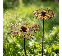 XoeLLe 2 Pièces Deco Jardin Exterieur Décoration Jardin Piquets de Massif | Rouillé Décoration Jardin Décorations de Jardin en Acier Corten Exterieur Rouillé pour Terrasse, Balcon
