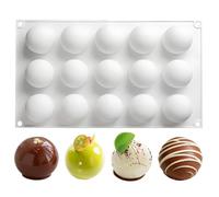 XoeLLe Moule Demi Sphere Silicone 15 Cavités, Diamètre 4,3 cm Réutilisable | Moule Bonbon Convient pour Décoration Glace Gâteaux Chocolat Gelée Mousse Truffes Moule Chocolat