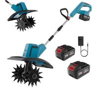 Xoeminor Motobineuse Électrique sans Fil 550W, Motoculteur Batterie 20cm | Moteur Brushless 550W, 2 Batteries 4.0Ah, Largeur 20cm, Profondeur 15cm, 4 Lames Acier, Poignée Ajustable, Double Sécurité