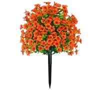 Xoeryoy Arbustes artificiels pour l'extérieur, Fleurs artificielles avec piquets au Sol, Faux buisson d'eucalyptus Violet résistant aux UV pour décoration extérieure et intérieure - Orange, 56 cm