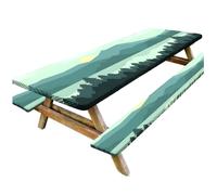 Xoeryoy Lot de 3 Housses de Table Pique-Nique avec Housses Banc, Nappe Camping élastique 2, 4 m, Nappe rectangulaire imperméable pour intérieur et extérieur