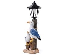 Xoeryoy Oiseau Solaire, Figurine de Mouette et de Poussin en résine, Statues Jardin solaires avec lumière hexagonale, décoration Jardin extérieur, 7, 1 × 4, 7 × 16, 5 Pouces, Style 1 ;