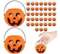 Xoeryoy Seau à citrouille en plastique 40 pièces seau à bonbons d'Halloween avec poignée panier d'Halloween en plastique de 2, 8 x 2, pouces pour des bonbons ou des friandises