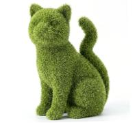 Xoeryoy Statue de Jardin de Chat, Sculpture Chat Assis floqué, décor topiaire d'animal intérieur et extérieur, Vert, 4.17x2.52x5.43 Pouces