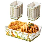 xolear 50 Pièces Plateaux en Papier de Fête Dinosaure, Barquette Frite | Boite Pop Corn, Déco de Dino Fête pour Fete D'anniversaire Pique Niques Popcorn Frites Poulet Rôti Hamburgers