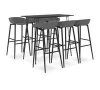 Xolmizyn Ensemble de bar 7 pièces - Table de bar 120 x 60 x 105 cm et 6 tabourets de bar - Hauteur d'assise 74,5 cm - Table haute pour cuisine, bar, bistrot, noir et gris
