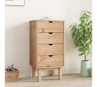 Xolmizyn OTTA Commode à tiroirs en pin 45 x 39 x 90 cm | Design scandinave, 4 tiroirs, cadre en bois robuste, aspect rustique