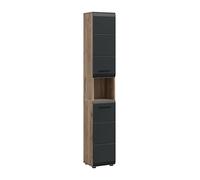 xonox.Home Armoire Haute Ice 30 x 185 x 30 cm dans Le Corps Nox Oak et façade Noir Mat - Armoire Haute pour Salle de Bain - Moderne et Peu encombrante