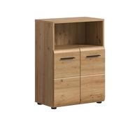 xonox.Home Armoire sur Pied Large Ice 60 x 80 x 30 cm dans Le Corps et l'avant Imitation chêne Artisan - Élégante Armoire de Salle de Bain Aspect Bois - Espace de Rangement généreux