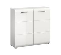 xonox.Home Buffet Haut Ice 80 x 81 x 34 cm en Blanc Brillant et Blanc - Commode élégante avec Beaucoup d'espace de Rangement - Design Moderne pour Salon et Salle à Manger