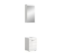 xonox.Home - Combinaison de Salle de Bain 2 pièces Scout Blanc Brillant | 2 pièces. Ensemble composé d'une armoire à miroir et d'un meuble sous lavabo, ensemble étroit de 40 cm de large