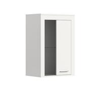 xonox.home Jam Vitrine en Verre pour Salon - Armoire décorative - Commode - Armoire de Rangement - Vitrine Suspendue - en mélamine Blanche - Environ 60 x 86 x 35 cm