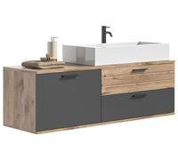 xonox.home Mason X12B8708, Bois d'ingénierie, Façade : Imitation Gris Basalte, Corps Nox Oak, 136 x 48 cm