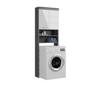 xonox.home - Meuble de Machine à Laver Scout 63 x 191 x 24 cm - Avant Blanc Brillant - Corps argenté fumé NB - Armoire de Machine à Laver - Moderne et Fonctionnel