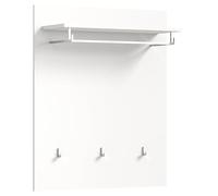 xonox.home Solero - Panneau Mural - Porte-Manteau Mural - Panneau de vestiaire - Panneau de Couloir - Blanc Brillant - Env. 80 x 96 x 25 cm
