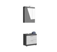 xonox.home X06B2B26, Bois, Façade : Blanc Brillant, Corps + Garniture Imitation Argent fumé, 1