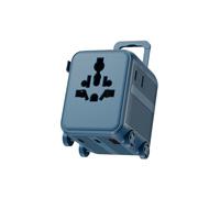 Xoopar Luggie Adaptateur de Voyage Universel 150 Pays USB-C - Bleu | Prises US/UK/EU/CA/JP/CH/AUS, 2 ports USB-C et 1 USB-A charge rapide - un seul adaptateur pour plus de 150 pays