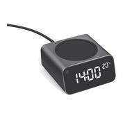 Xoopar Reddi Charge Réveil Numérique Chargeur Induction 15 W - Noir | Réveil numérique avec chargeur à induction 15 W et thermomètre - aluminium et plastique recyclé