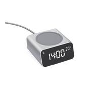 Xoopar - Réveil Numérique avec Chargeur à Induction Rapide 15W avec Thermomètre - Fabriqué en Aluminium - Plastique Recy ompatible avec Les Smartphones Récents - REDDI Charge Gris