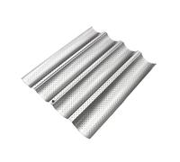 XPAPOV Moule à baguette, accessoires de cuisson à pain, plaque de cuisson à baguette avec revêtement antiadhésif pour 4 baguettes, plaque de cuisson pour pain (38 x 32,5 x 2,5 cm, argent)