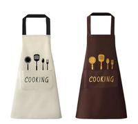 XPEX 2 Pièces Tablier De Cuisine Tablier De Cuisine Pour Femme Homme Adulte Imperméable à l'Huile Noir Avec Poches Pour La Maison,Le Jardinage,La Restauration,Le Barbecue,Le Restaurant