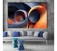 XPFSGDKR Tableau géométrique sur toile, décoration intérieure texturée et dynamique bleue et orange (30 x 50 cm/sans cadre)