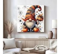 XPFSGDKR Toile imprimée Gnome d'Halloween, Impression Citrouille d'Automne, Décoration Murale Saisonnière d'Automne (50x50cm/Sans cadre)