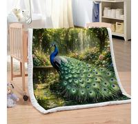 XPINGO Paon Couverture de Confort 100x130 cm 3D Plaid Couverture Fleurs Microfibre Chaud Doux Jeté de Canapé Moelleux et Salon Chambre Sherpa Blanket（LWT 3-16）