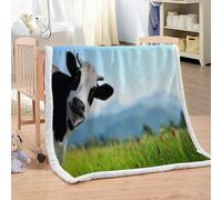 XPINGO Vache Couverture de Confort 130X150 cm 3D Plaid Couverture Vache Microfibre Chaud Doux Jeté de Canapé Moelleux et Salon Chambre Sherpa Blanket（Style 9-6）