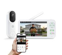 XPJ Visiophone Sonnette sans Fil avec Camera et 5" Ecran Moniteur, Interphone Vidéo Connecté WiFi 1080P, Stockage Local, PIR Détection de Mouvement, Audio Bidirectionnel, Vision Nocturne, Tuya APP