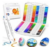 XPJBKC Feutre Acrylique, 48 Couleurs Acrylic Paint Marker Double Pointe Imperméable, Feutre Coloriage Adulte Encre Lavable pour Bois, Verre, Céramique, Tissu, Enfants, Artistes et Adultes DIY