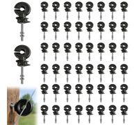 XPJBKC Isolateur Cloture Electrique, 50 Pièces Isolateurs Annulaires pour Clôture Électrique M5 Noir, 90 x 6 mm, pour Corde, Fil et Ruban, Accessoires pour Clôture Chevaux et Bétail