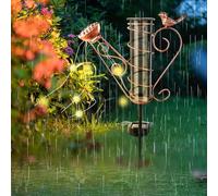 XPJBKC Pluviometre Exterieur Jardin, Pluviometre Exterieur Resistant Gel avec Piquet en Métal, Solaire Pluviomètre en Verre avec Lumière, Pluviomètres pour Jardin, Cour, Terrasse, Allée de Pelouse