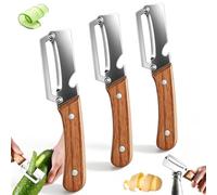 XPJBKC3 Stück Éplucheur Multifonction, lot de 2 Eplucheur Légumes avec Décapsuleur, Econome Legumes pour la Cuisine avec Manche en Bois, Eplucheur Polyvalent en Acier Inoxydable pour Fruits et Légumes